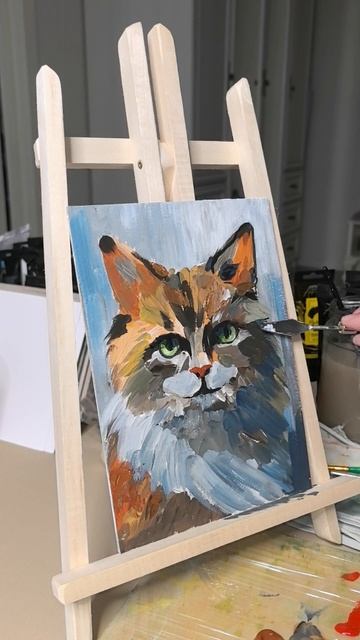 Рисую кошку. Акрил. Живопись. смотреть онлайн
