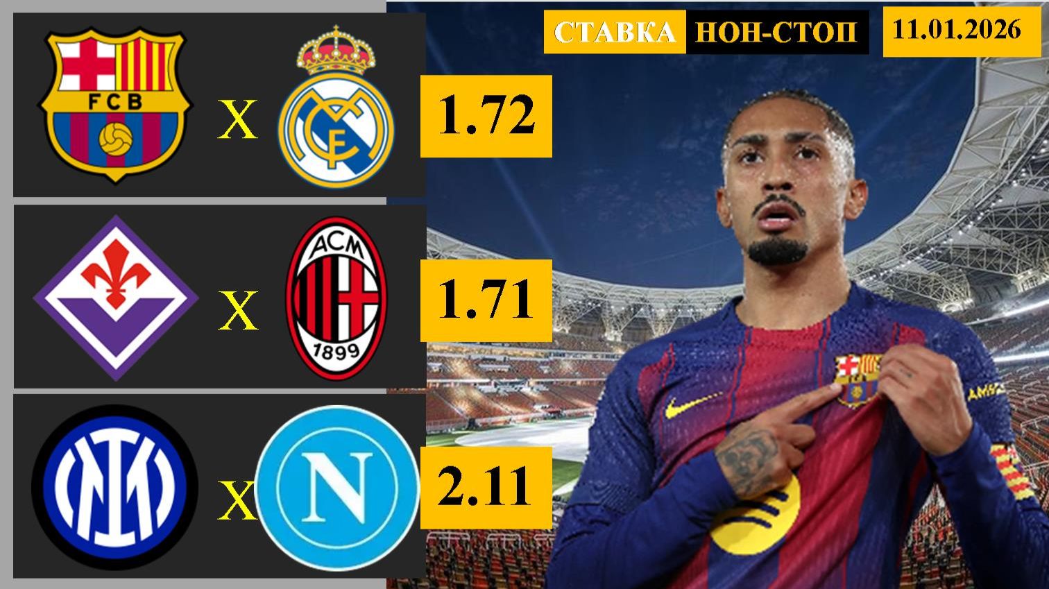 Барселона — Реал Мадрид | Фиорентина — Милан | Интер — Наполи