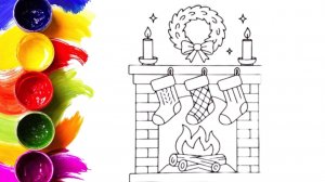 Рождественский камин/ новогодние рисунки