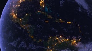 Бесплатное видео футаж Центральная Америка Мексика Куба Карибы Вид из Космоса с Орбиты Ночной Глобус