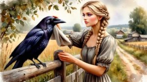 Бьются ворон с голубем.