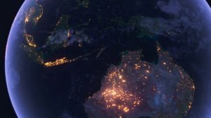 Бесплатное видео футаж, Планета Земля Ночью Австралия Новая Зеландия. Космос с Орбиты. Ночной Глобус
