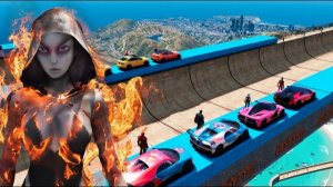 Супергерои меняют машины на мега-рампе в ГТА 5