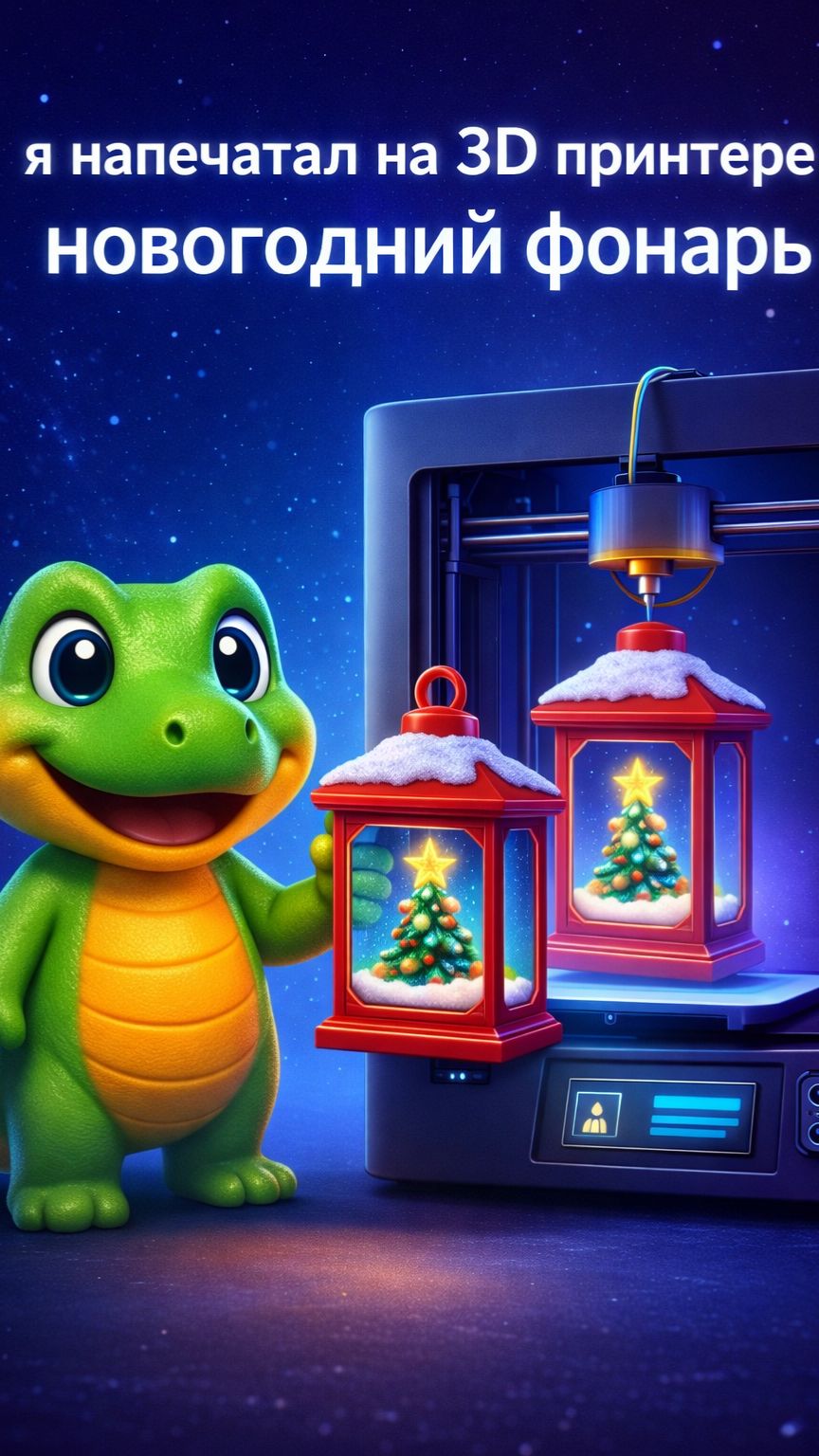 я распечатал на 3D принтере новогодний фонарь