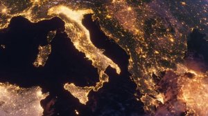 Бесплатное видео футаж, Планета Земля Ночью. Европа - Италия, Вид из Космоса с Ор