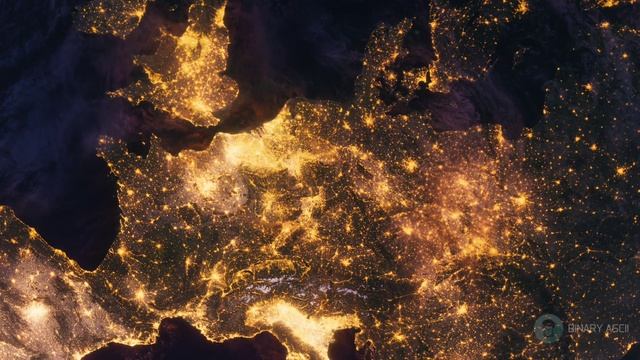 Бесплатное видео Планета Земля Ночью. Европа, Вид из Космоса с Орбиты.