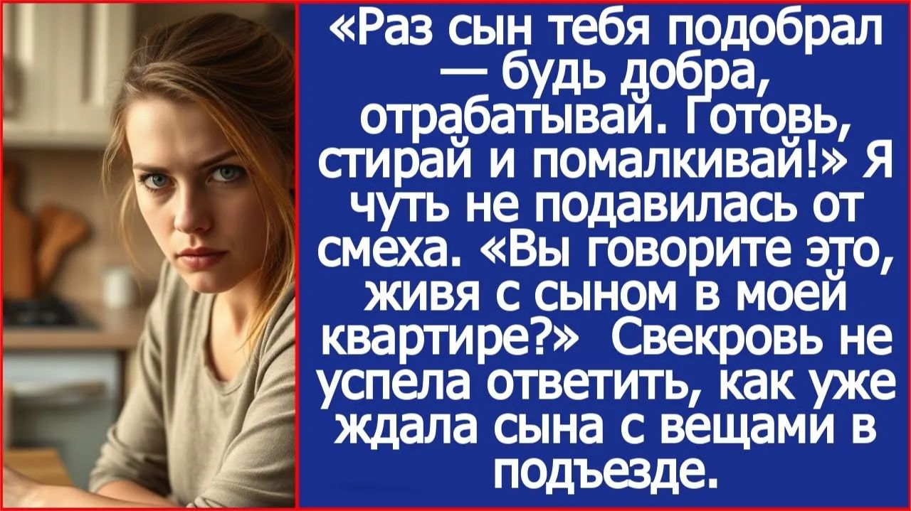 Раз сын тебя подобрал — будь добра, отрабатывай. Готовь, стирай и помалкивай! | ИСТОРИИ ИЗ ЖИЗНИ смотреть онлайн