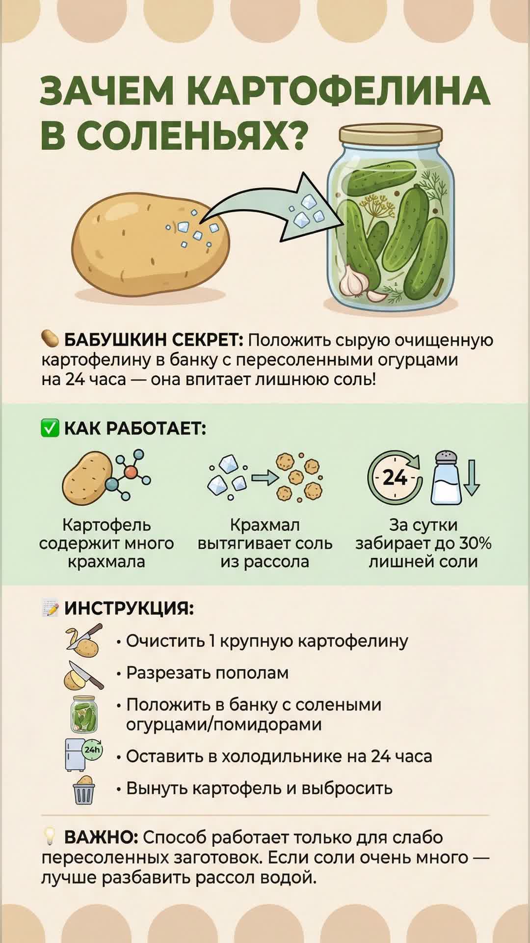Зачем класть картофелину в соленья