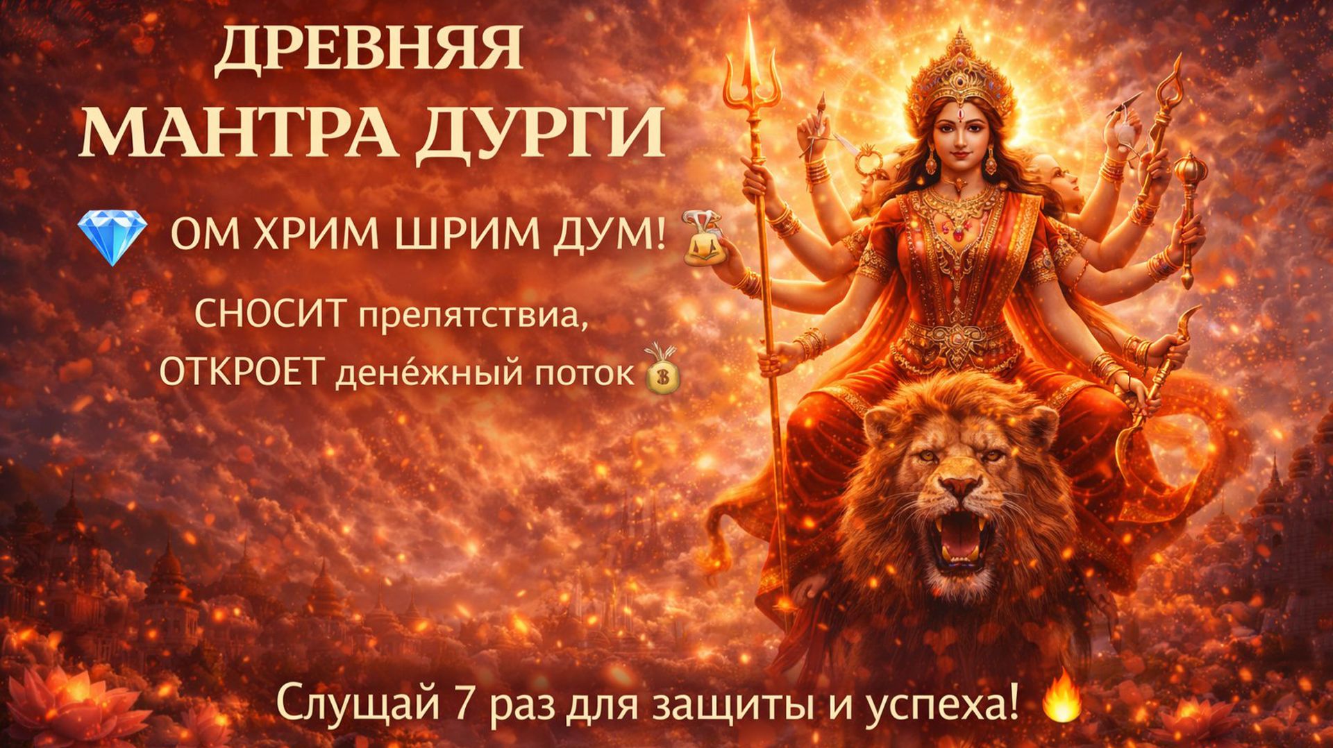 МАНТРА МОЩНОЙ ЗАЩИТЫ - МАНТРА ДУРГИ! 🔥 Ом Хрим Шрим Дум Сила, Процветание и Очищение от Зла! 🙏✨ смотреть онлайн