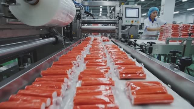 Вот так делают крабовые палочки. Полный цикл производства. смотреть онлайн