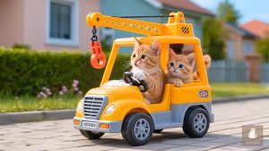 😹Мама кошечка едет со своим маленьким котёночком на машинке🔥