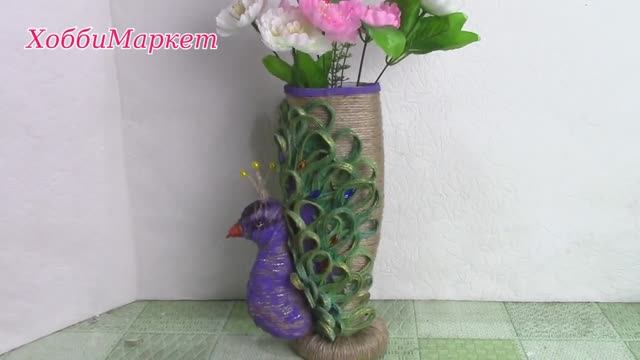 Ваза из джута и пластиковой бутылки. ХоббиМаркет смотреть онлайн