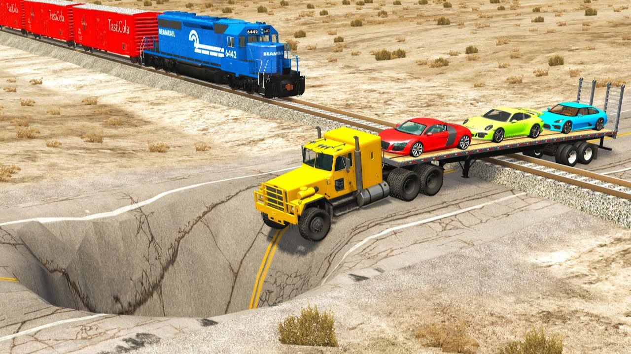 Машины гигантской ямы  #1 😱 | BeamNG.Drive | Бемиджи Драйв смотреть онлайн