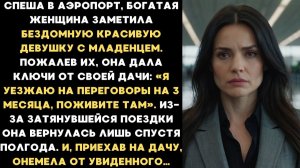 Спеша в аэропорт, богатая женщина заметила бездомную красивую девушку с младенцем. Пожалев их, она