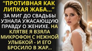 За миг до свадьбы узнала ужасающую правду о женихе. На церемонии взяла микрофон - и подлеца зашатало