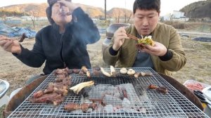 Корейская мраморная говядина и ребра на углях Mukbang Мукбанг обжорство