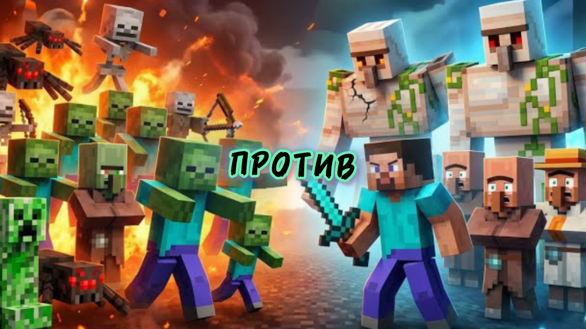 Стив и Железный Голем против Армии Зомби в МАЙНКРАФТЕ, мультфильм смотреть онлайн