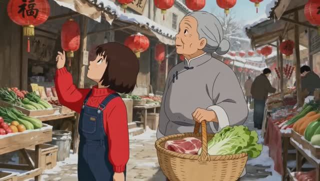Зимние воспоминания Новогодний маркет с нежным миром бабушки и дедушки  Видео в стиле Ghibli