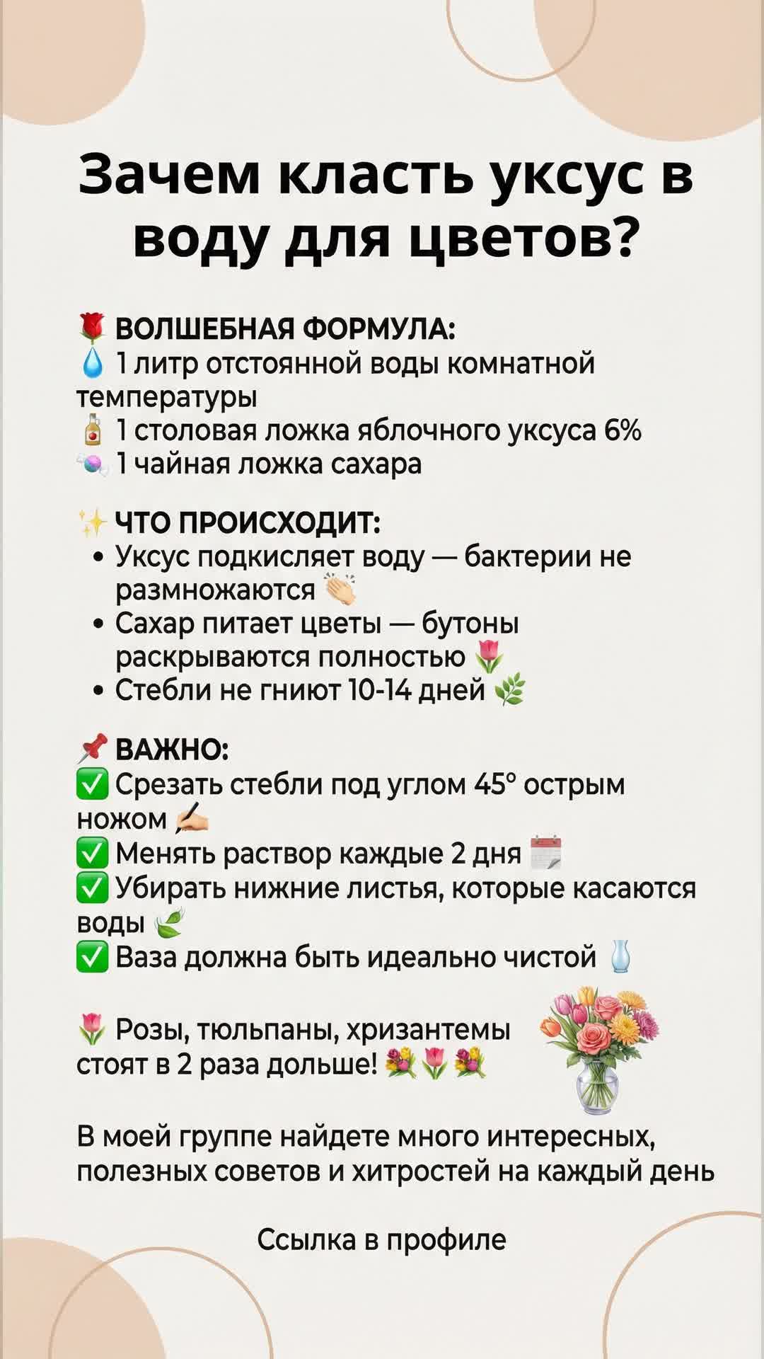 Зачем класть уксус в воду для цветов