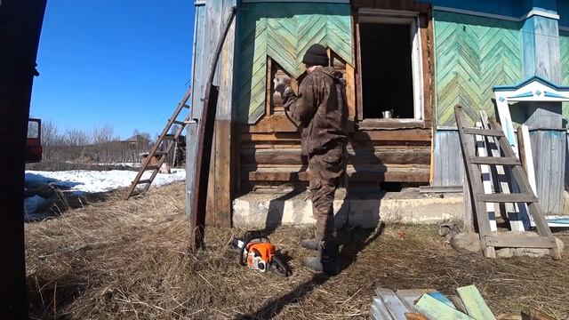 ЗАМЕНА ГНИЛЫХ БРЕВЕН ПРОДОЛЖАЕТСЯ, А ТАК ЖЕ ЗАСНЯЛ ЛЕДОХОД! смотреть онлайн