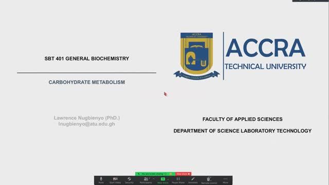 SBT 401 General Biochemistry: Carbohydrate Metabolism