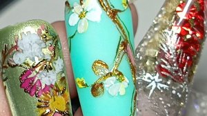 Коллаж блестящих маникюров  стразы и восхитительный блеск