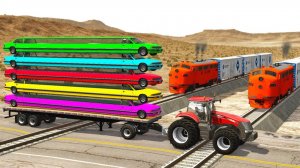 Машины против против рельсов и поездов #6 😱 | BeamNG.Drive | Бемиджи Драйв