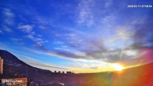 Яркий зимний рассвет в Пятигорске