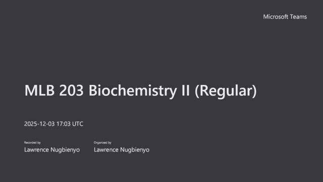 MLB 203 Biochemistry II (Regular): Structure of Nucleic Acids