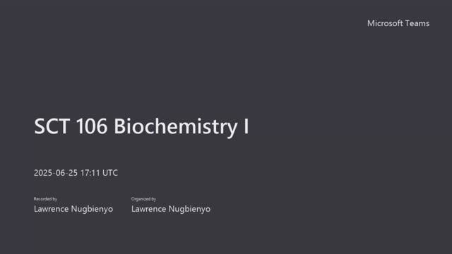 SCT 106 Biochemistry I - Introduction to carbohydrates