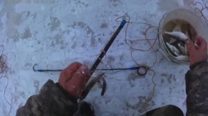 зимняя Рыбалка экранами на малой речке.