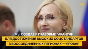 Мы создаём правовые гарантии для достижения высоких соцстандартов в воссоединённых регионах — Яровая