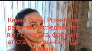 Канал Розы, Роза превратилась в следователя и психолога, фабрикует статьи и выносит диагнозы.