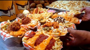 100% настоящий картофель фри с 9 потрясающими бесплатными соусами - корейская уличная еда