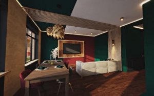 Концептуальная 3D-визуализация интерьера Таунхауса