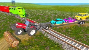 Машины против рельсов и поездов #5 😱 | BeamNG.Drive | Бемиджи Драйв