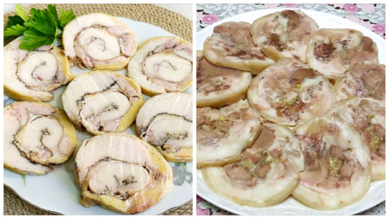 РУЛЕТЫ (из курицы и свиной рульки) два рецепта! Пошаговые рецепты! смотреть онлайн