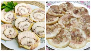 РУЛЕТЫ (из курицы и свиной рульки) два рецепта! Пошаговые рецепты!