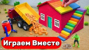 МУЛЬТИКИ ПРО ИГРУШЕЧНУЮ ФЕРМУ С СУПЕРГОЕРОЯМИ 🐄 СТРОИМ ВМЕСТЕ С ХАЛКОМ ДОМ! ВИДЕО ДЛЯ ДЕТЕЙ
