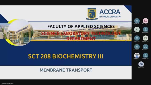 SCT 208 Biochemistry III-Membrane Transport