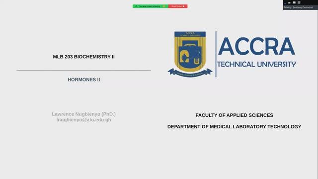 MLB 203 Biochemistry II: Hormones II