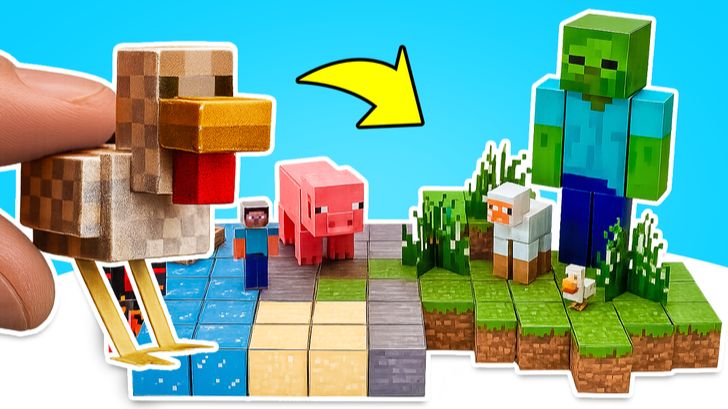 Сделай сам: животные в Minecraft 🧱 Построй деревню из магнитов 🐔 смотреть онлайн