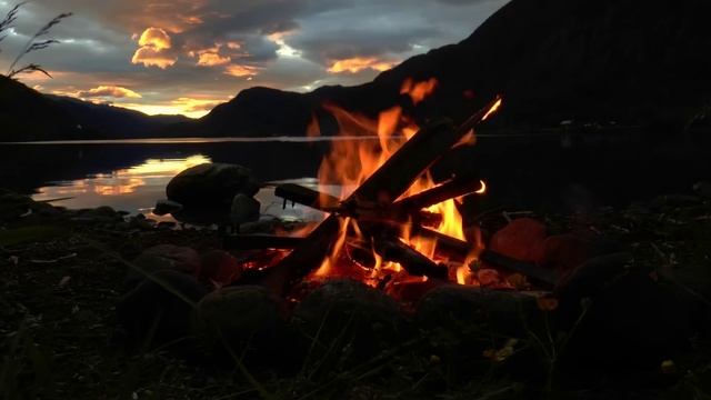 🔥 Костёр у озера с расслабляющими ночными звуками природы | Сон, медитация, антистресс смотреть онлайн