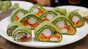 🎄 НОВОГОДНИЙ РУЛЕТ-УКРАШЕНИЕ! Шпинатный бисквит с двумя начинками, цыганка готовит.