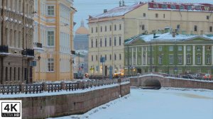 Накануне Старого Нового года САНКТ-ПЕТЕРБУРГ занесло снегом. Прогулка по городу с препятствиями. 4К
