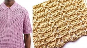 Простой и легкий ажурный узор вязания для женских,  мужских и детских изделий