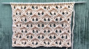 Ажурный узор с ромбами из удлинённых петель для вязания джемпера, топа