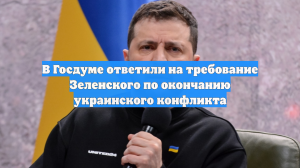 В Госдуме ответили на требование Зеленского по окончанию украинского конфликта