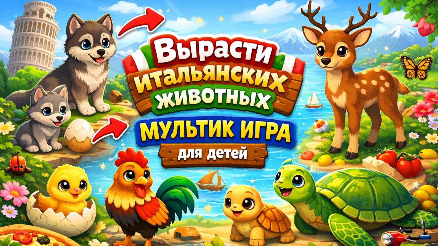 Вырасти итальянских животных МУЛЬТИК ИГРА для детей Вырасти итальянских животных МУЛЬТИК ИГРА для детей