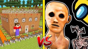 ЭЙ МУЖИК AMONG US И СИРЕНОГОЛОВЫЙ ПРОТИВ САМЫЙ ЗАЩИЩЕННЫЙ ДОМ В МАЙНКРАФТ